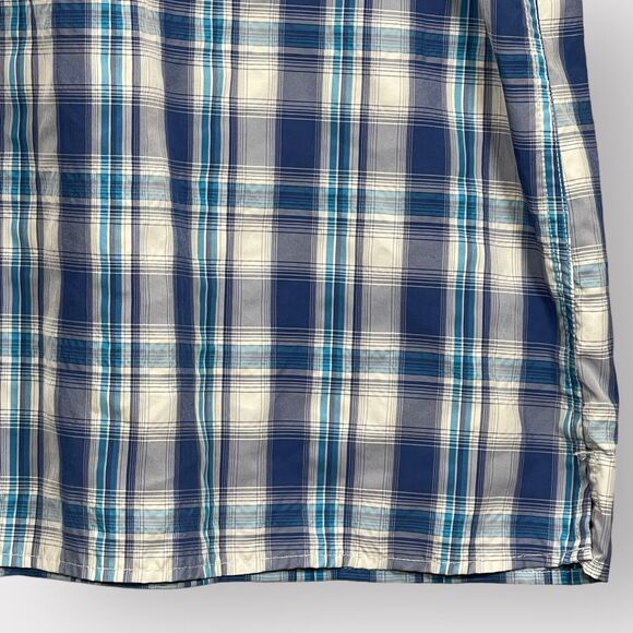 Eddie Bauer Travex Button‎ Down Shirt Men 2XL Blue Plaid Short Sleeve Pockets - Picture 6 of 13